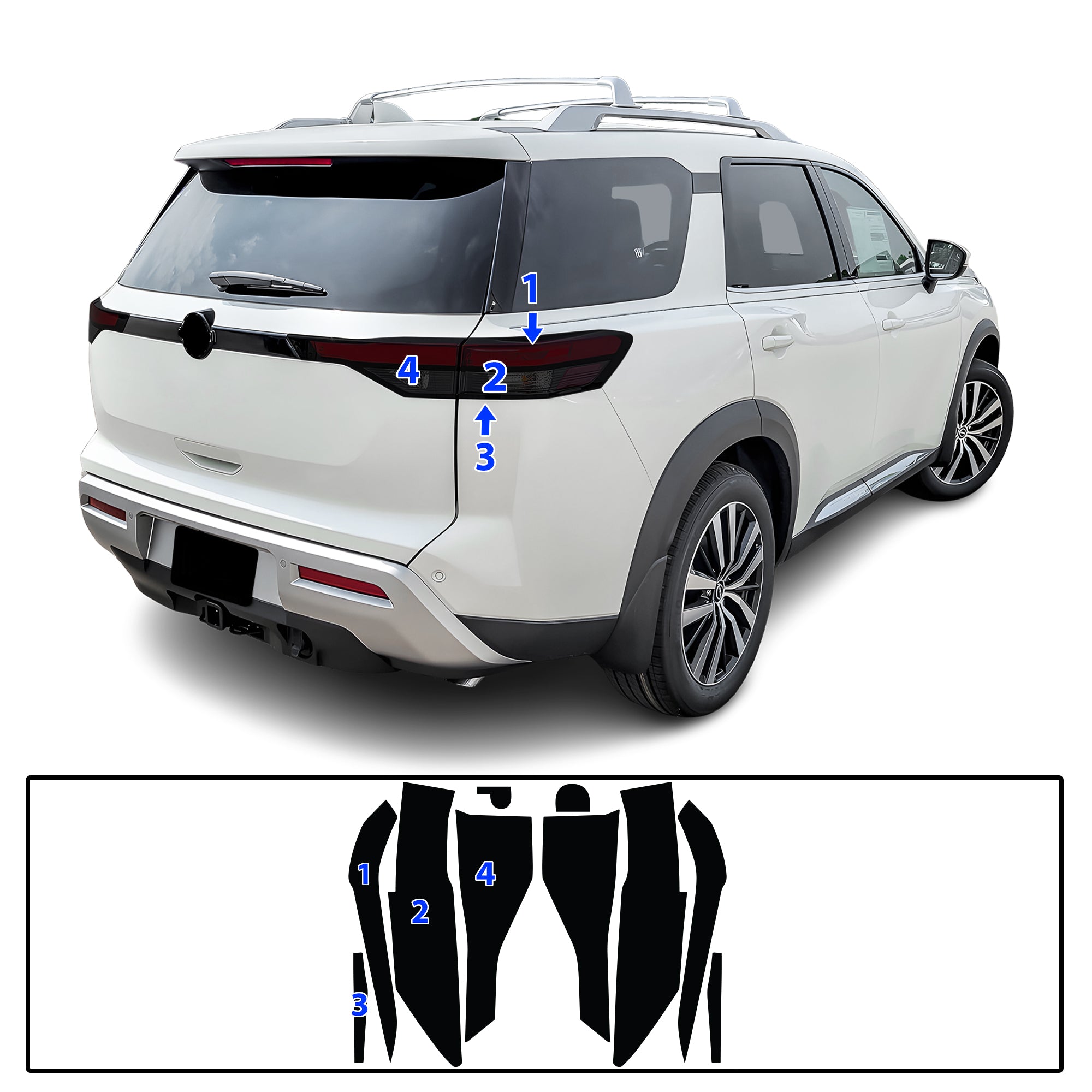 Nissan Pathfinder 2022–2026 Dark Smoke Headlight & Taillight Tint Kit – Precut Vinyl Lens Overlays
