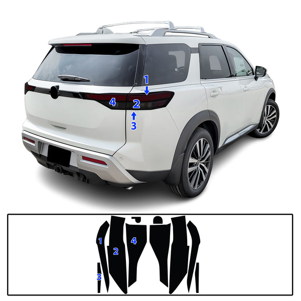 Full Headlight Taillight Precut Smoked PPF Tint Kit Film Overlay Fits Nissan Pathfinder 2022-2025