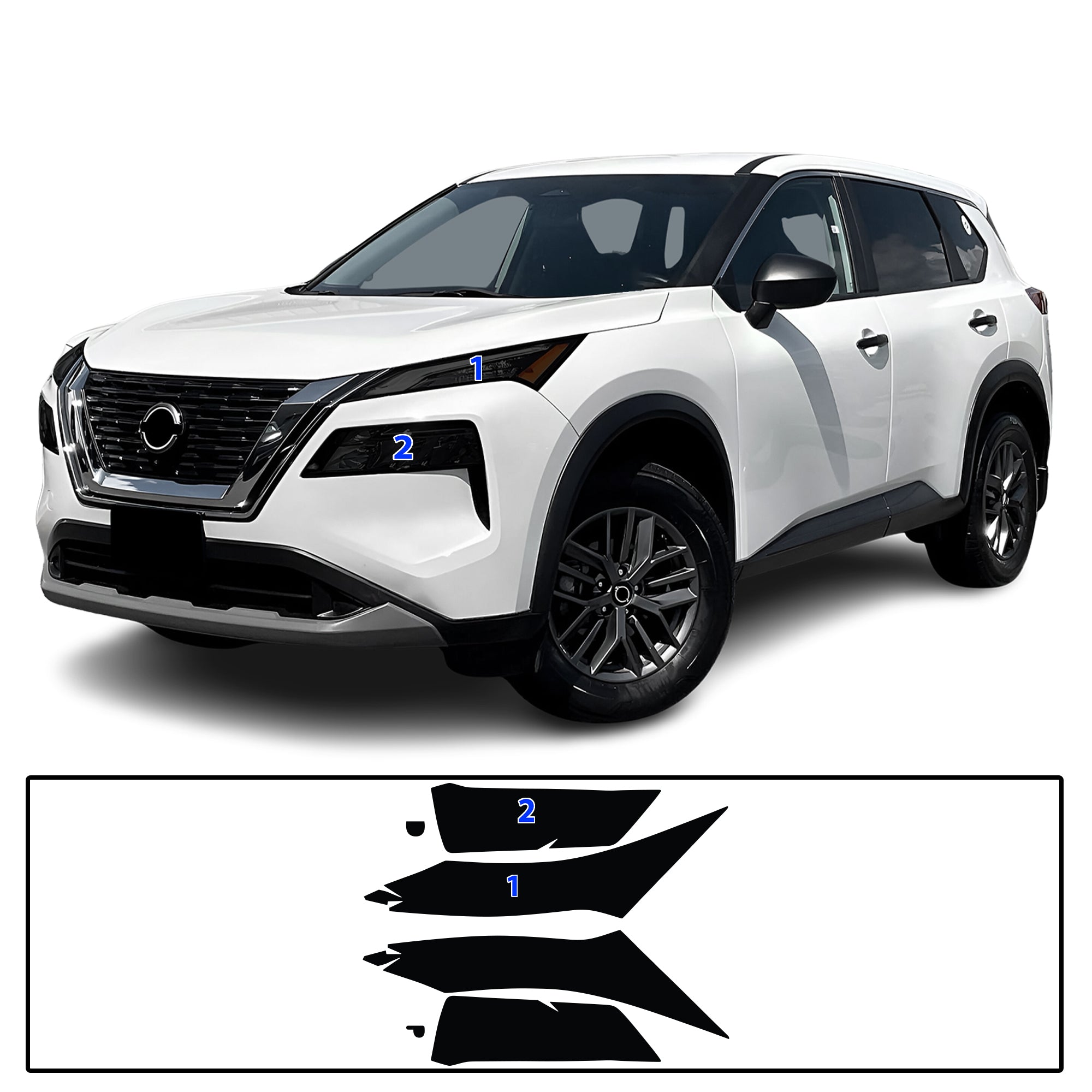 Nissan Rogue 2021–2025 Dark Smoke Headlight & Taillight Tint Kit – Precut Vinyl Lens Overlays