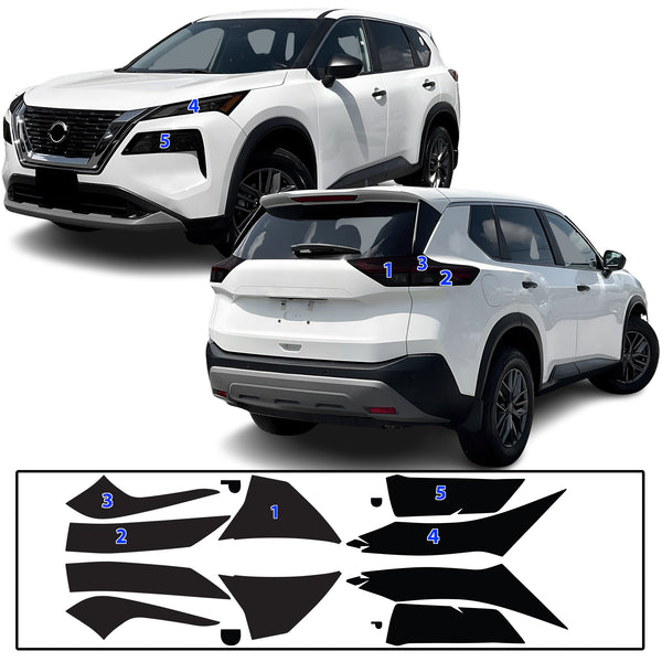 Full Headlight Taillight Precut Smoked PPF Tint Kit Film Overlay Fits Nissan Rogue 2021-2025