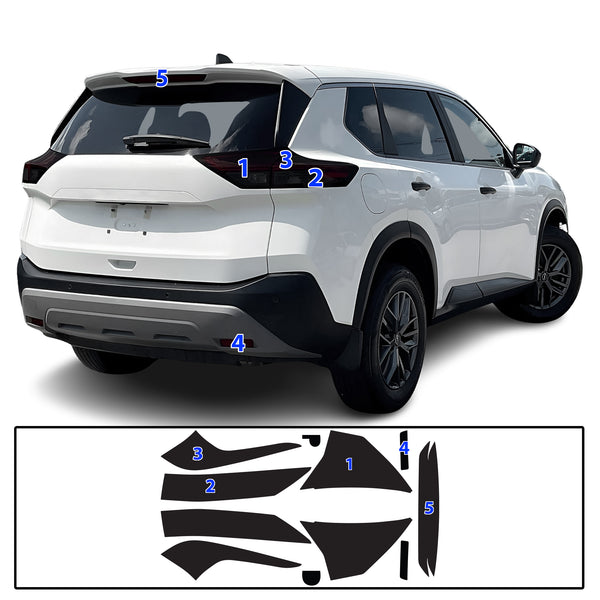 Full Headlight Taillight Precut Smoked PPF Tint Kit Film Overlay Fits Nissan Rogue 2021-2025