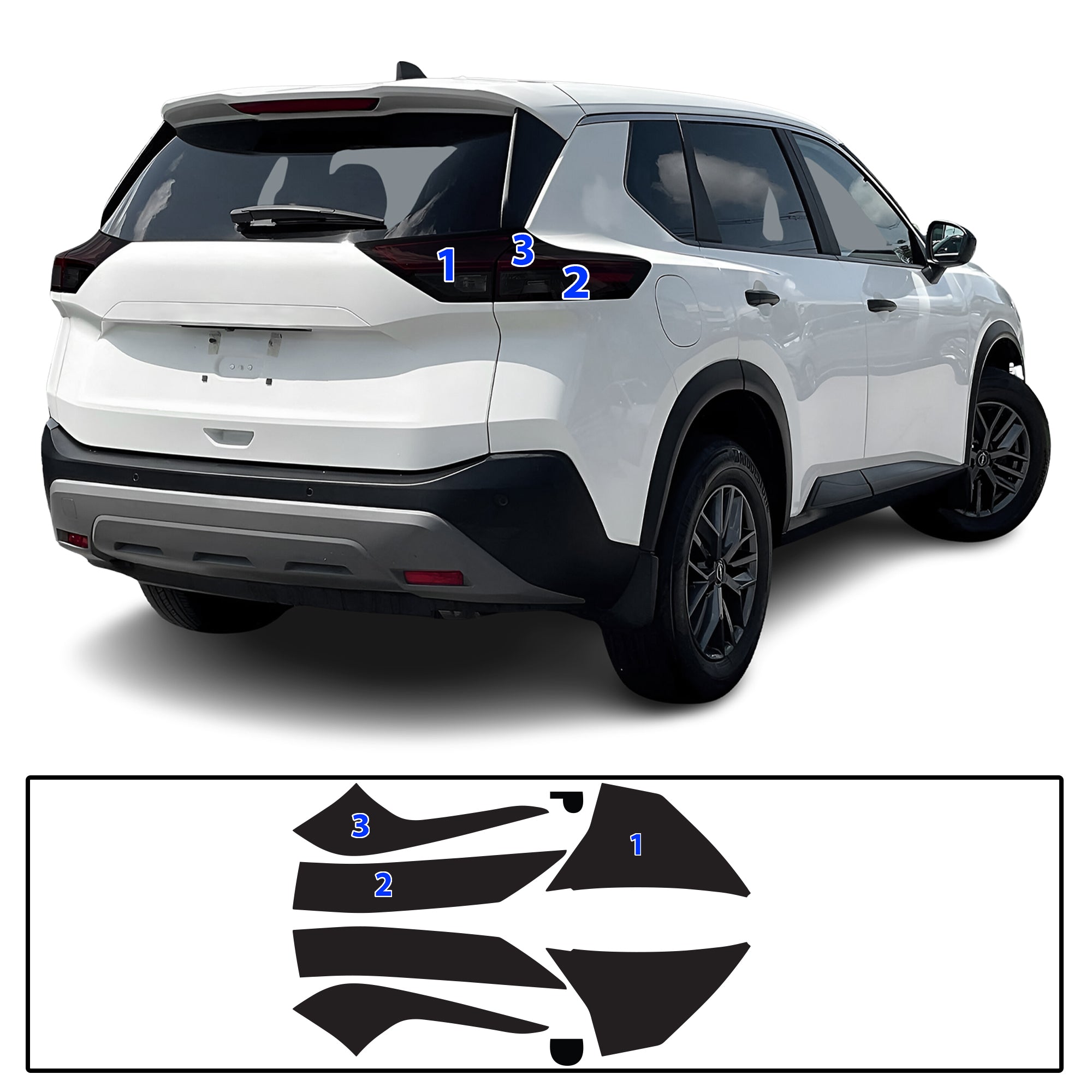Nissan Rogue 2021–2025 Dark Smoke Headlight & Taillight Tint Kit – Precut Vinyl Lens Overlays