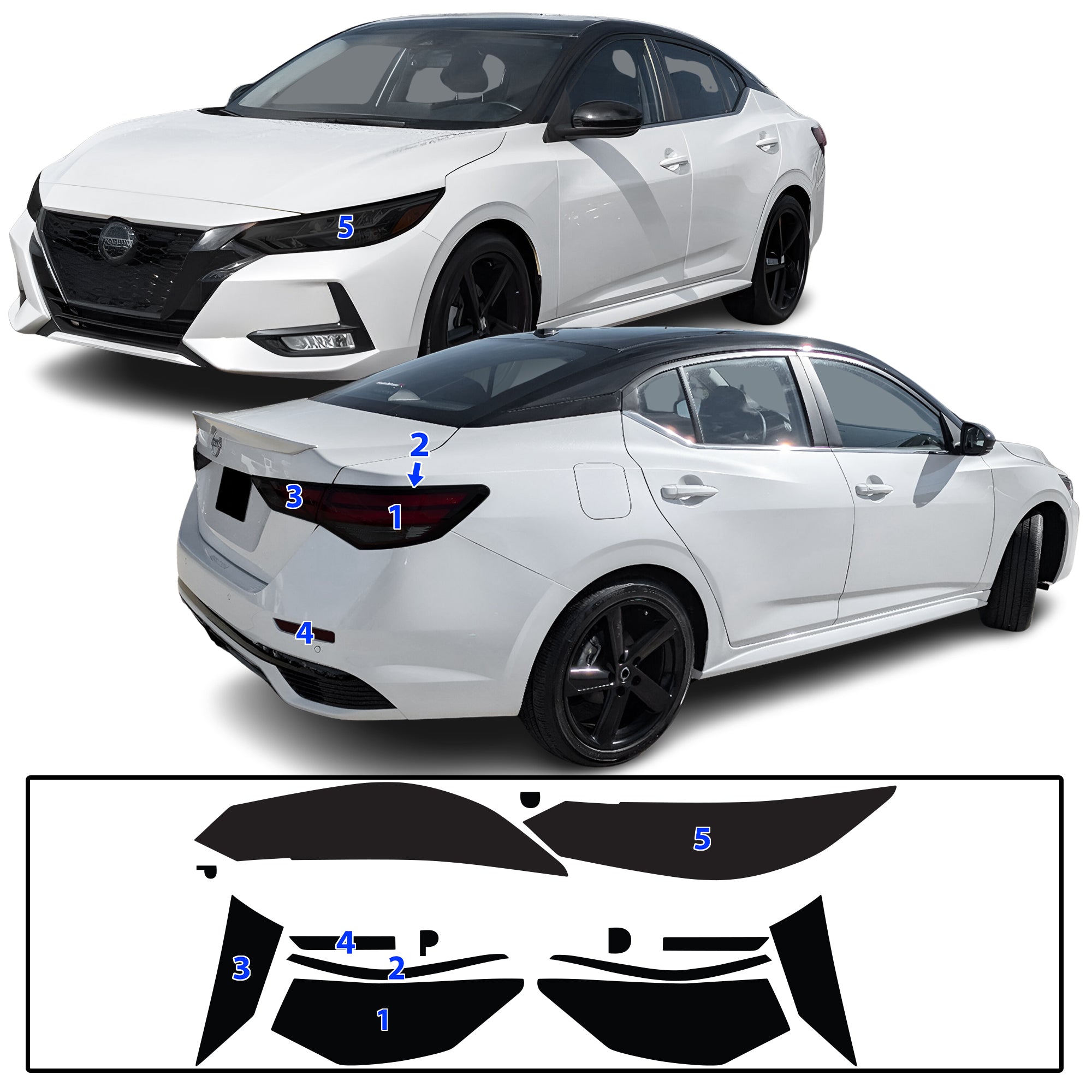Nissan Sentra 2020–2025 Dark Smoke Headlight & Taillight Tint Kit – Precut Vinyl Lens Overlays