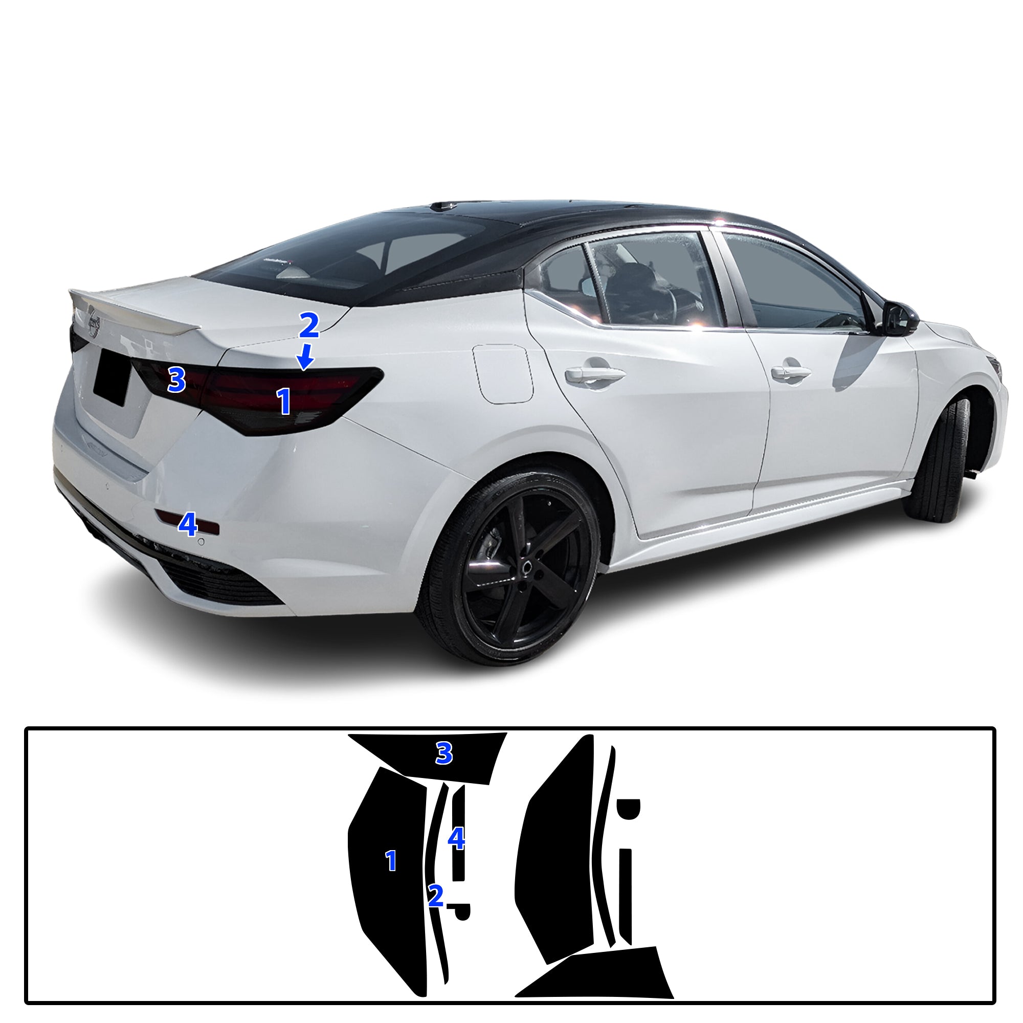 Nissan Sentra 2020–2025 Dark Smoke Headlight & Taillight Tint Kit – Precut Vinyl Lens Overlays