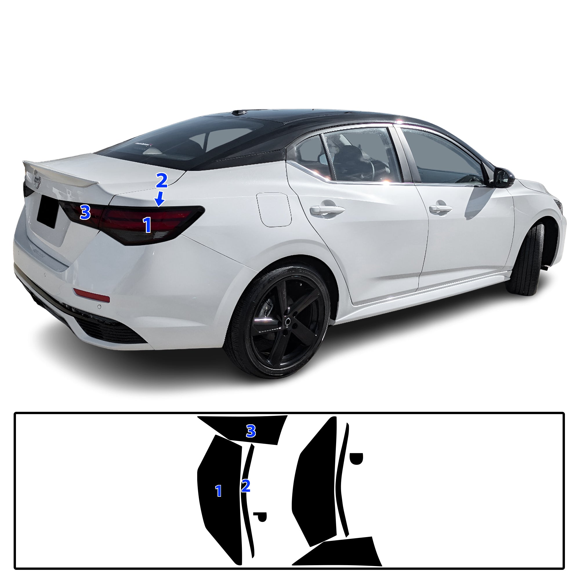 Nissan Sentra 2020–2025 Dark Smoke Headlight & Taillight Tint Kit – Precut Vinyl Lens Overlays