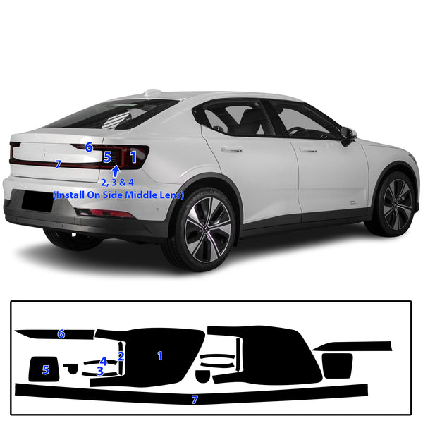 Full Headlight Taillight Precut Smoked PPF Tint Kit Overlay Film Fits Polestar 2 2020-2025