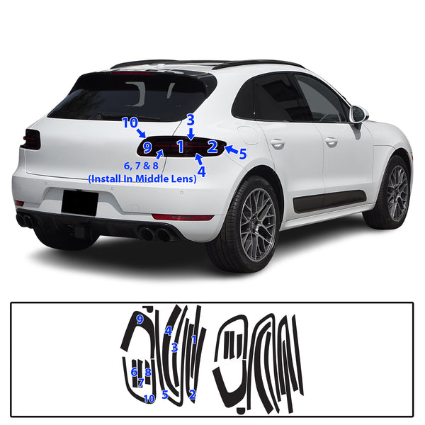 Full Headlight Taillight Precut Smoked PPF Tint Kit Film Overlay Fits Porsche Macan 2015-2018
