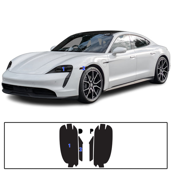 Full Headlight Taillight Precut Smoked PPF Tint Kit Film Overlay Fits Porsche Taycan 2020-2025