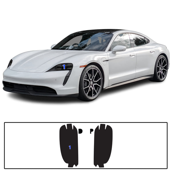 Full Headlight Taillight Precut Smoked PPF Tint Kit Film Overlay Fits Porsche Taycan 2020-2025