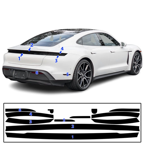 Full Headlight Taillight Precut Smoked PPF Tint Kit Film Overlay Fits Porsche Taycan 2020-2025