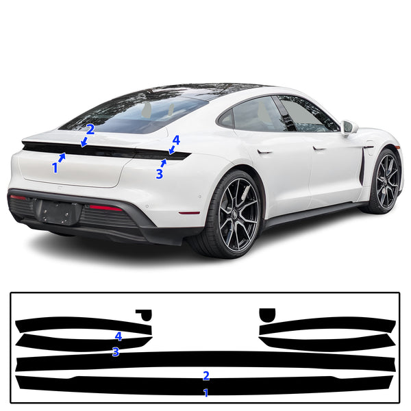 Full Headlight Taillight Precut Smoked PPF Tint Kit Film Overlay Fits Porsche Taycan 2020-2025