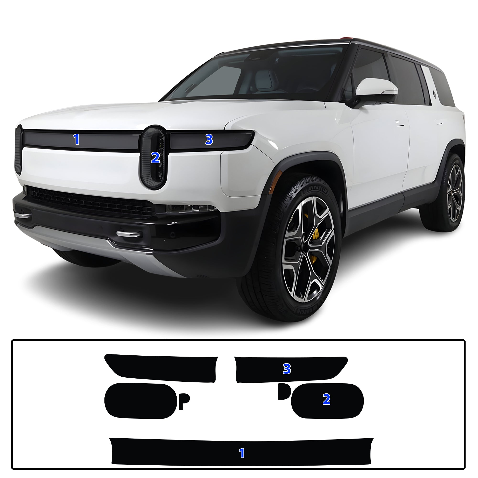Rivian R1S 2022–2026 Dark Smoke Headlight & Taillight Tint Kit – Precut Vinyl Lens Overlays