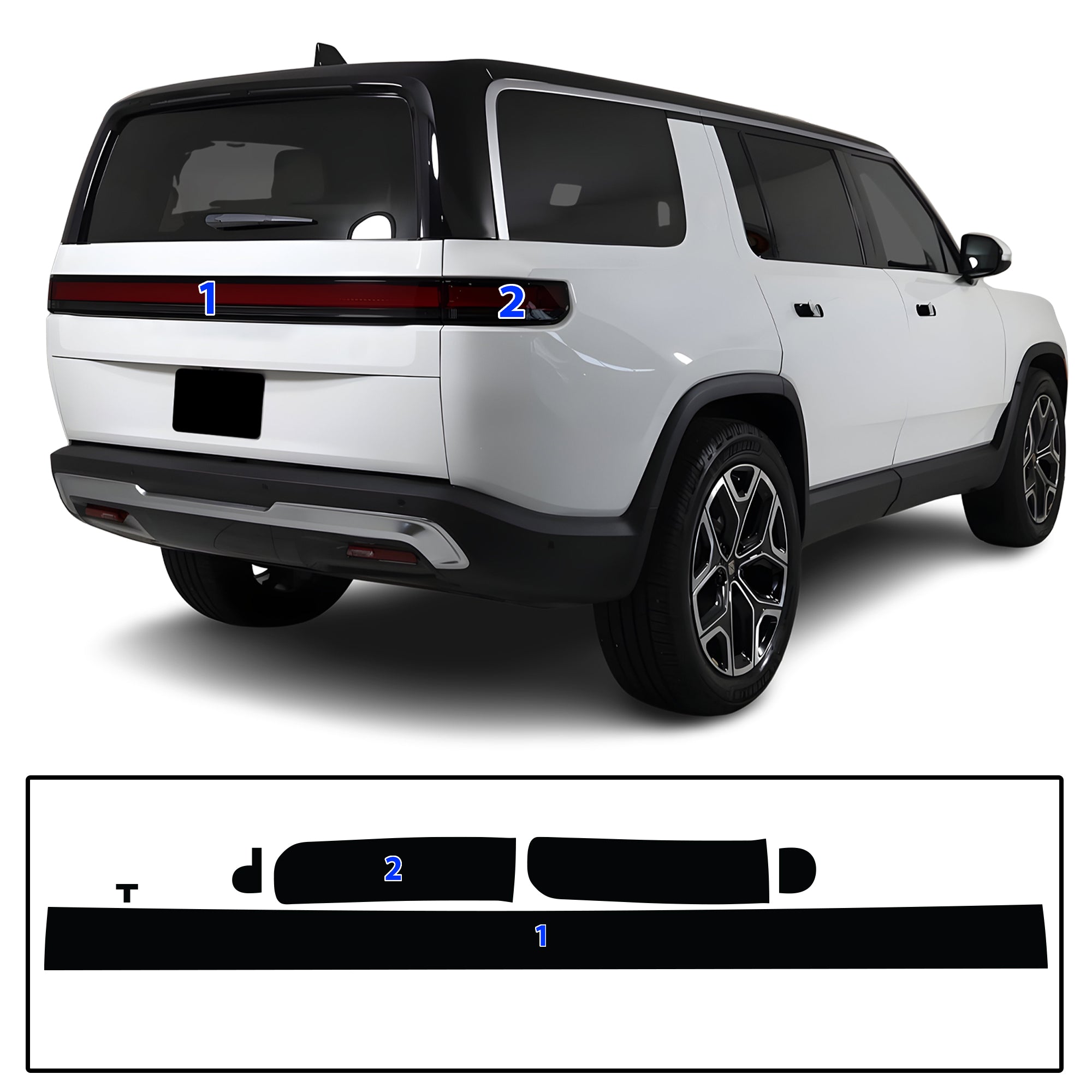 Rivian R1S 2022–2026 Dark Smoke Headlight & Taillight Tint Kit – Precut Vinyl Lens Overlays