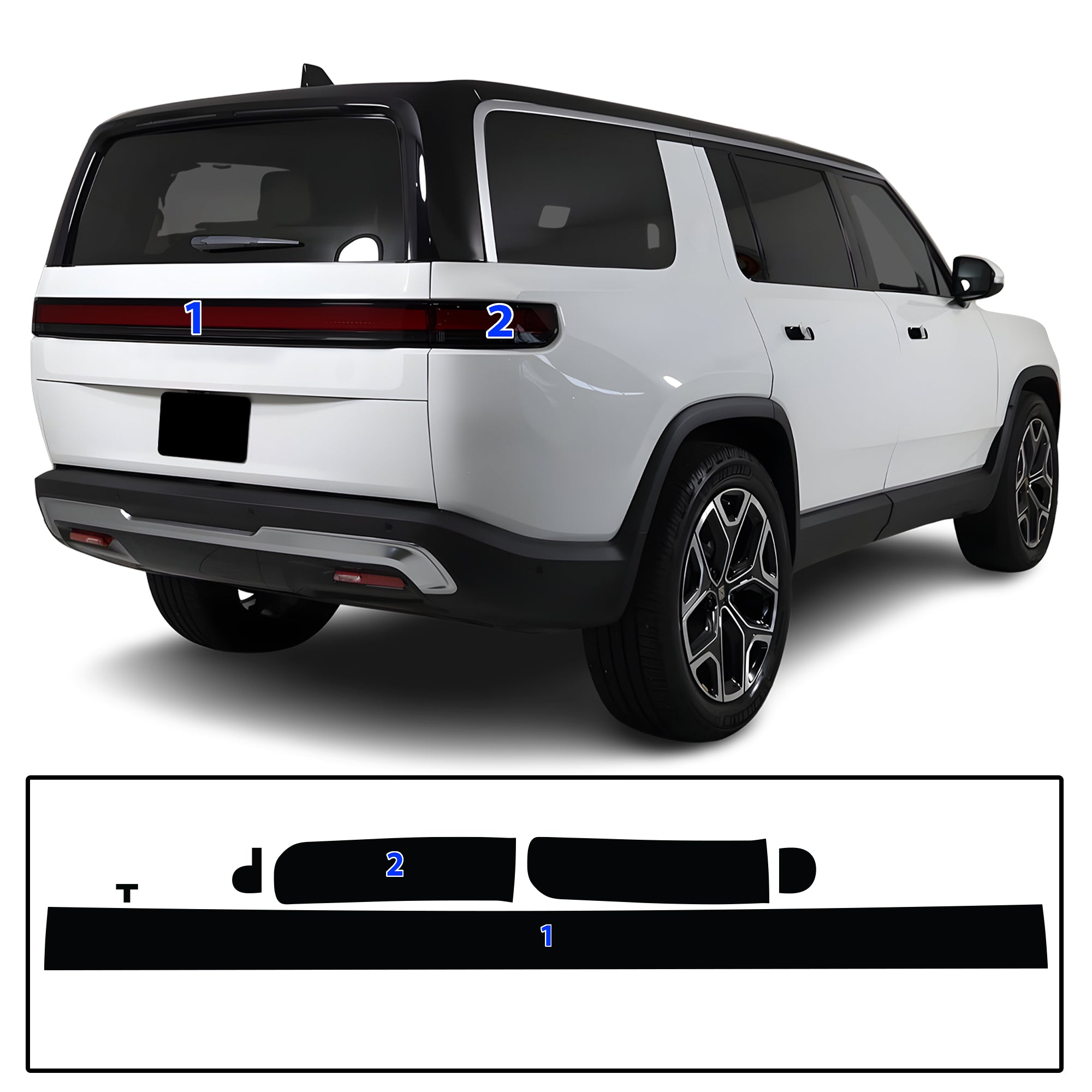 Rivian R1S 2022–2026 Dark Smoke Headlight & Taillight Tint Kit – Precut Vinyl Lens Overlays