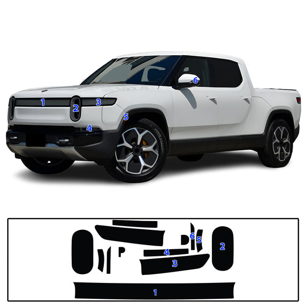 Full Headlight Taillight Precut Smoked PPF Tint Kit Film Overlay Fits Rivian R1T R1S