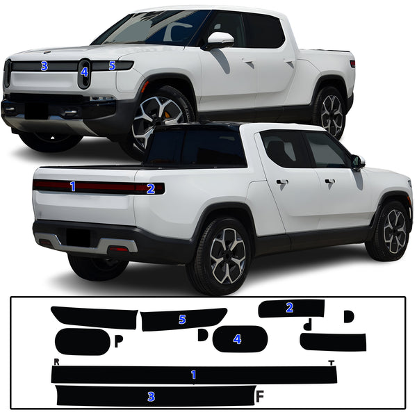 Full Headlight Taillight Precut Smoked PPF Tint Kit Film Overlay Fits Rivian R1T R1S