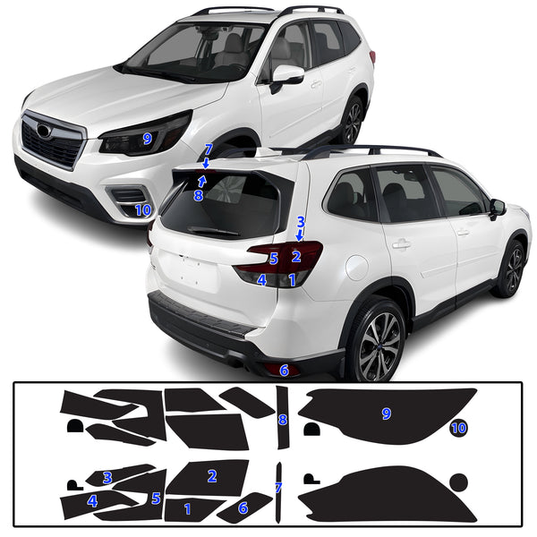Full Headlight Taillight Precut Smoked PPF Tint Kit Film Overlay Fits Subaru Forester 2019-2024