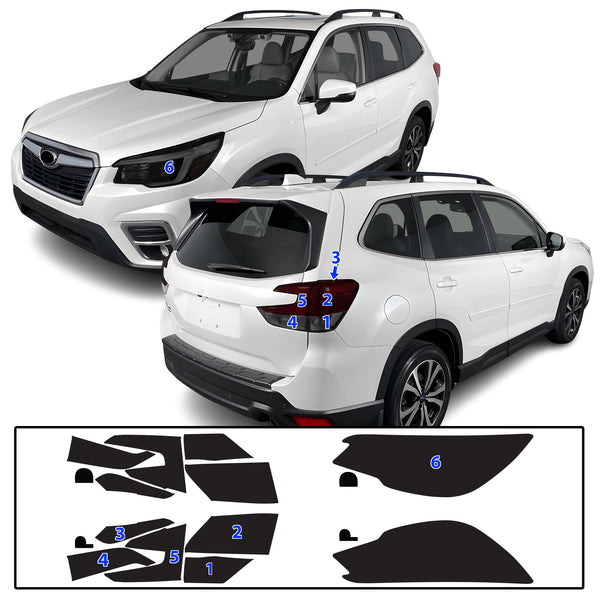 Full Headlight Taillight Precut Smoked PPF Tint Kit Film Overlay Fits Subaru Forester 2019-2024