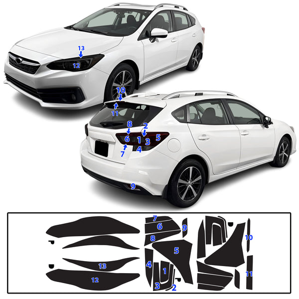 Full Headlight Taillight Precut Smoked PPF Tint Kit Film Overlay Fits Subaru Impreza 2017-2023