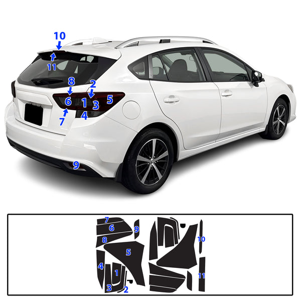 Full Headlight Taillight Precut Smoked PPF Tint Kit Film Overlay Fits Subaru Impreza 2017-2023