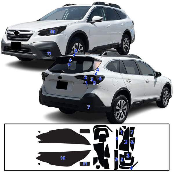 Full Headlight Taillight Precut Smoked PPF Tint Kit Film Overlay Fits Subaru Outback 2020-2024