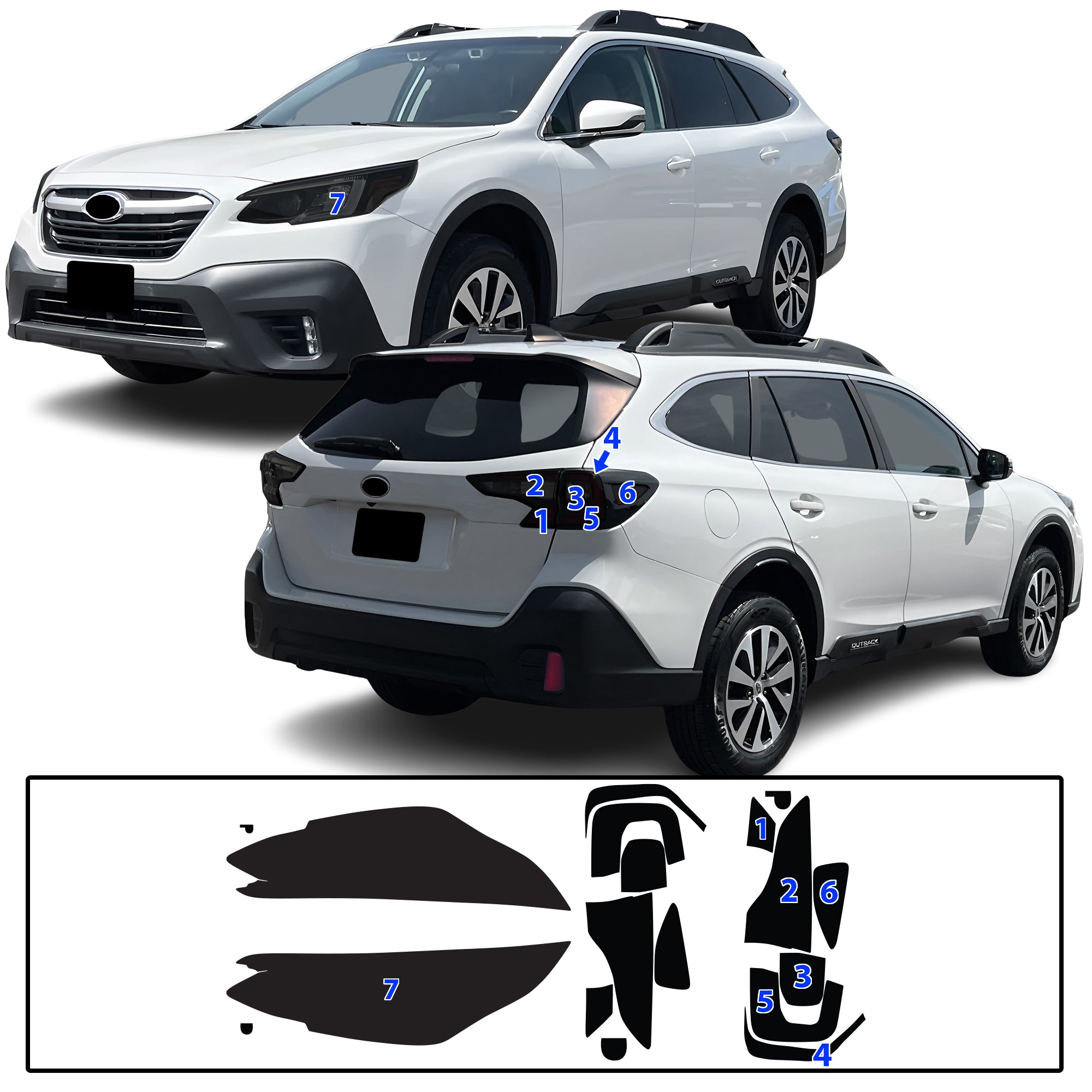 Subaru Outback 2020–2025 Dark Smoke Headlight & Taillight Tint Kit – Precut Vinyl Lens Overlays