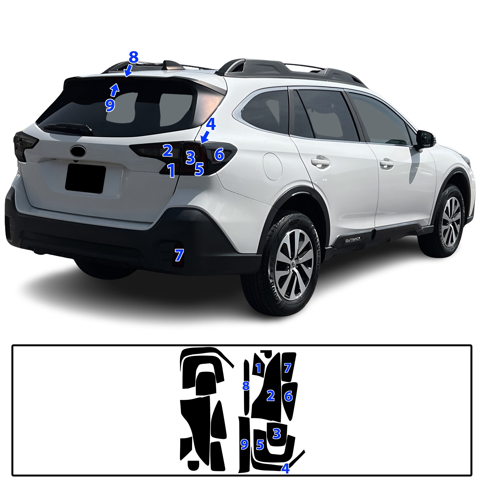 Subaru Outback 2020–2025 Dark Smoke Headlight & Taillight Tint Kit – Precut Vinyl Lens Overlays