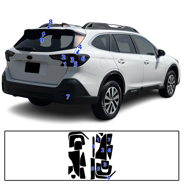 Full Headlight Taillight Precut Smoked PPF Tint Kit Film Overlay Fits Subaru Outback 2020-2024