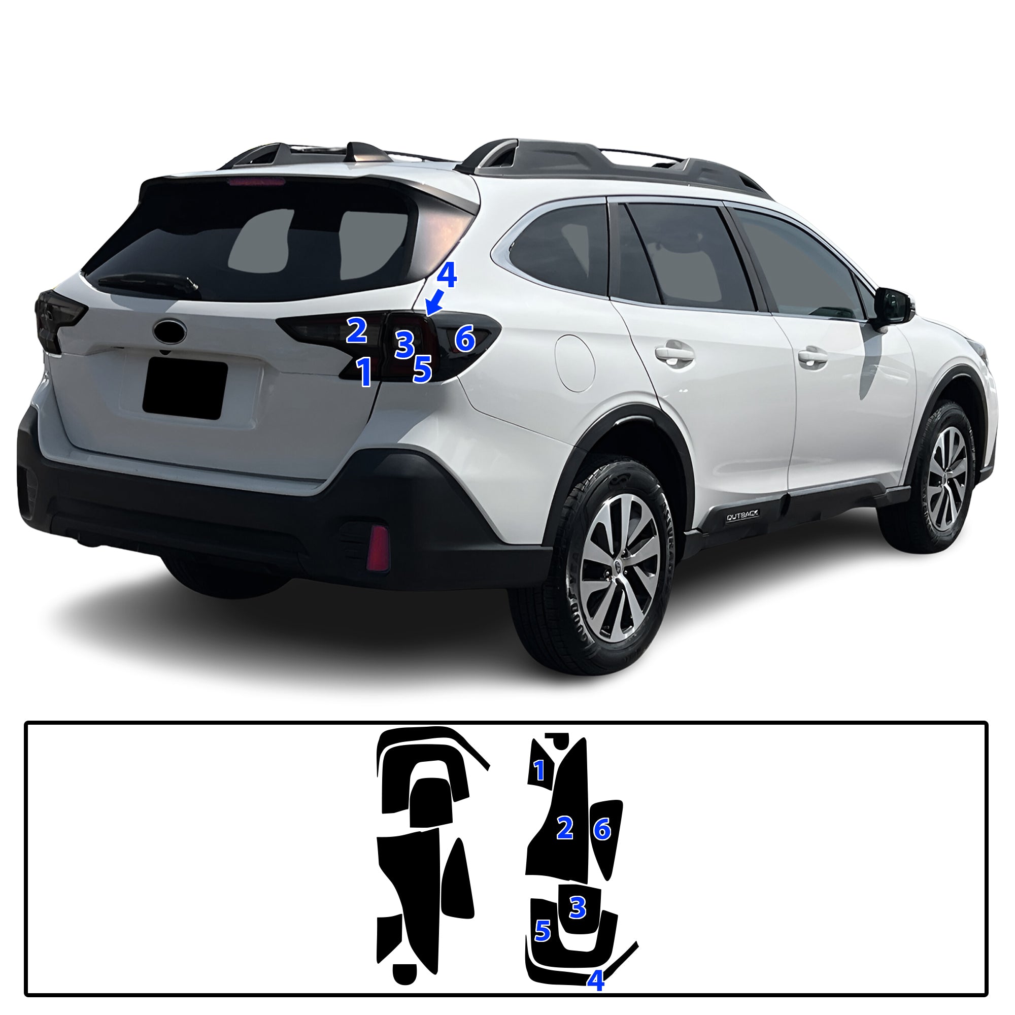 Subaru Outback 2020–2025 Dark Smoke Headlight & Taillight Tint Kit – Precut Vinyl Lens Overlays