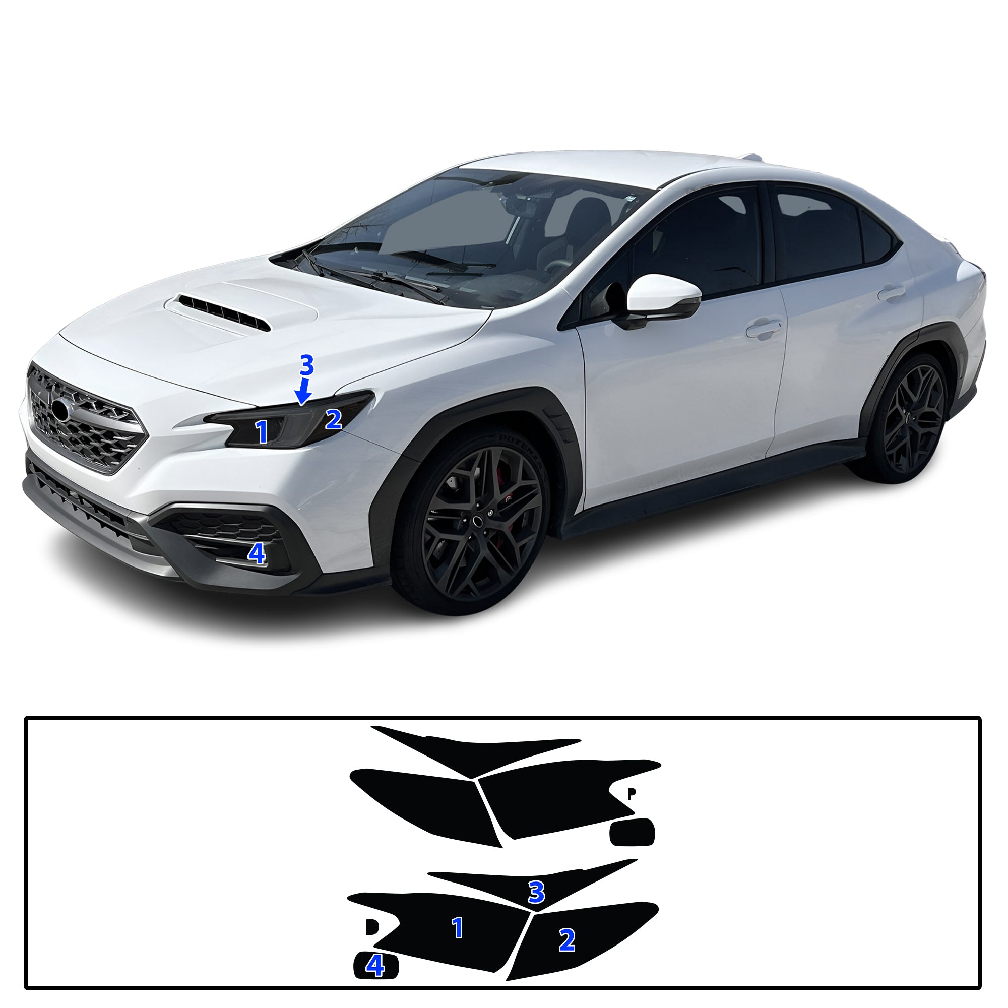 Subaru WRX 2022–2026 Dark Smoke Headlight & Taillight Tint Kit – Precut Vinyl Lens Overlays