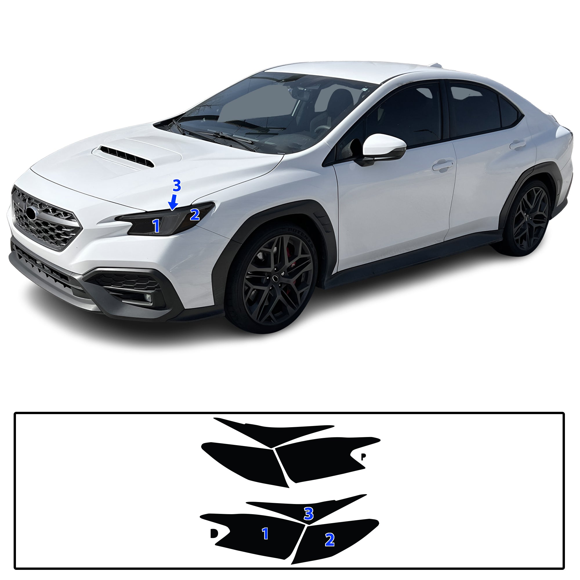 Subaru WRX 2022–2026 Dark Smoke Headlight & Taillight Tint Kit – Precut Vinyl Lens Overlays