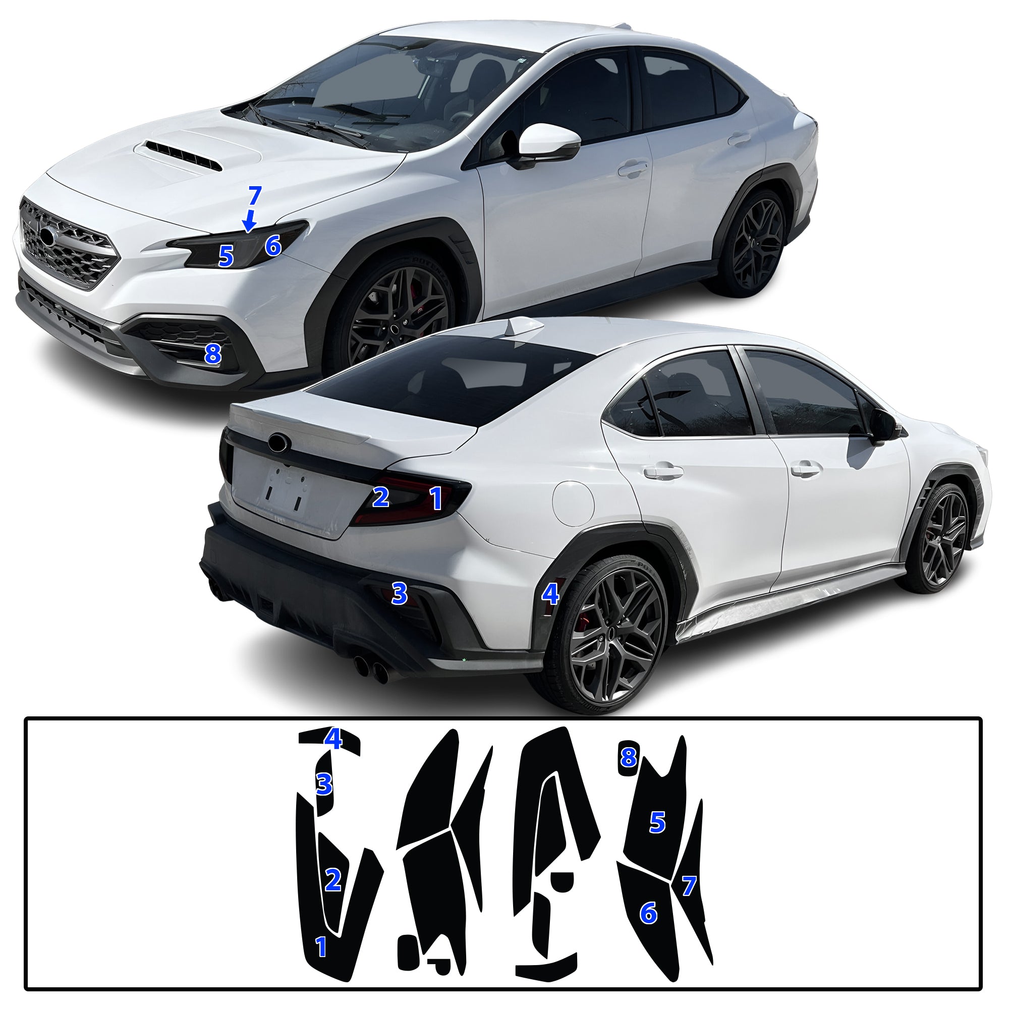 Subaru WRX 2022–2026 Dark Smoke Headlight & Taillight Tint Kit – Precut Vinyl Lens Overlays