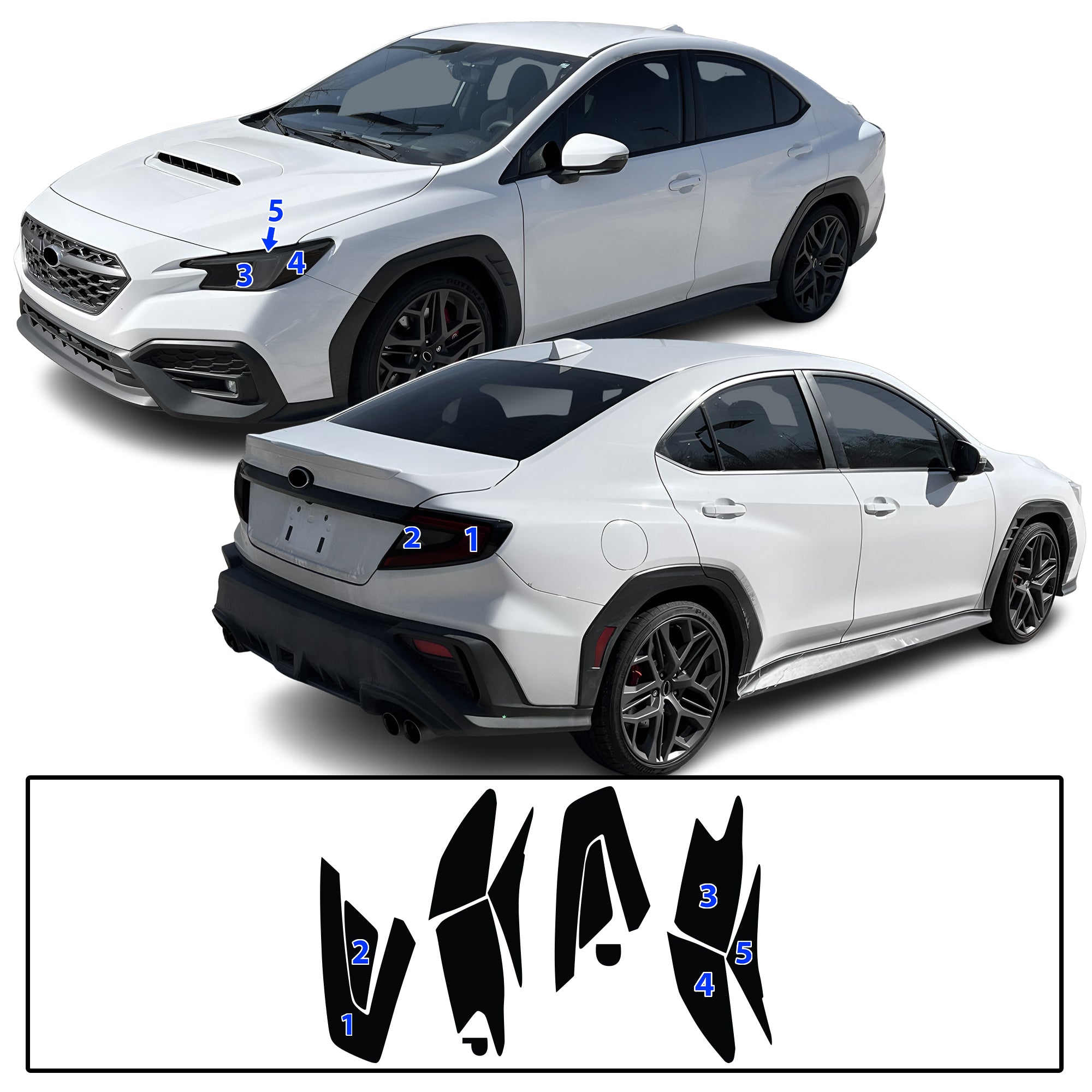 Subaru WRX 2022–2026 Dark Smoke Headlight & Taillight Tint Kit – Precut Vinyl Lens Overlays