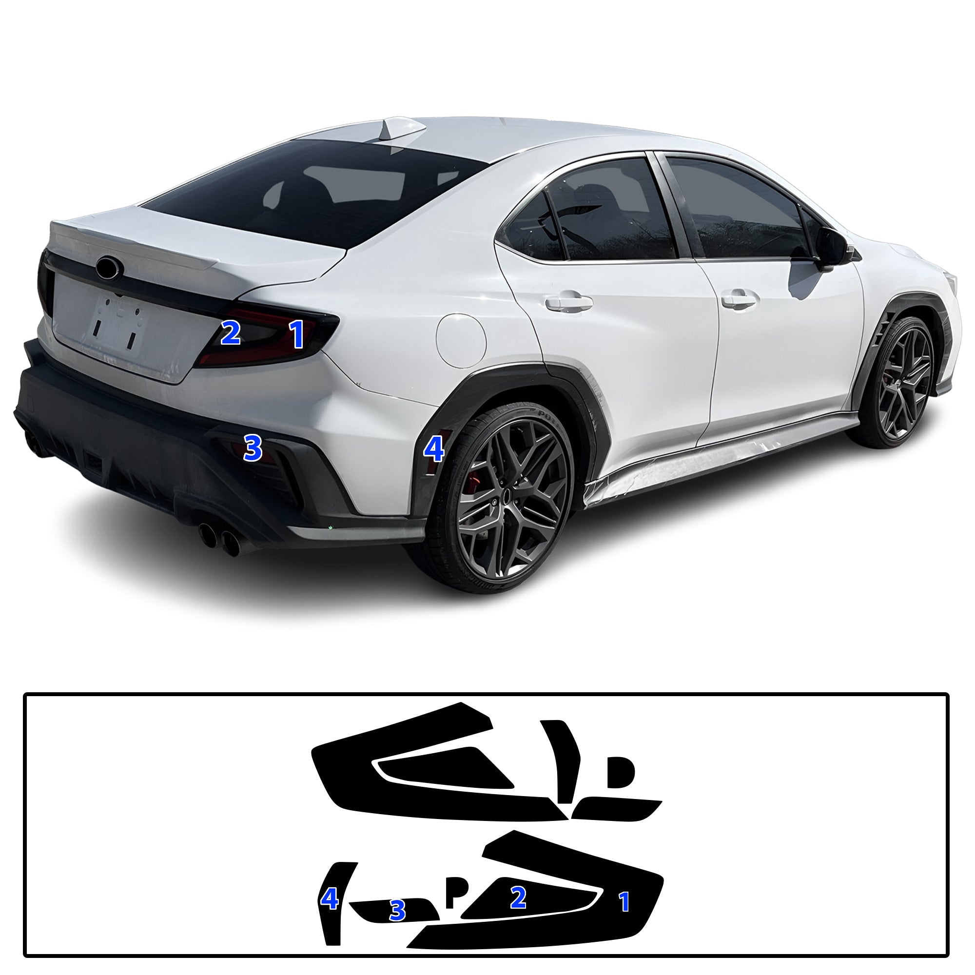 Subaru WRX 2022–2026 Dark Smoke Headlight & Taillight Tint Kit – Precut Vinyl Lens Overlays