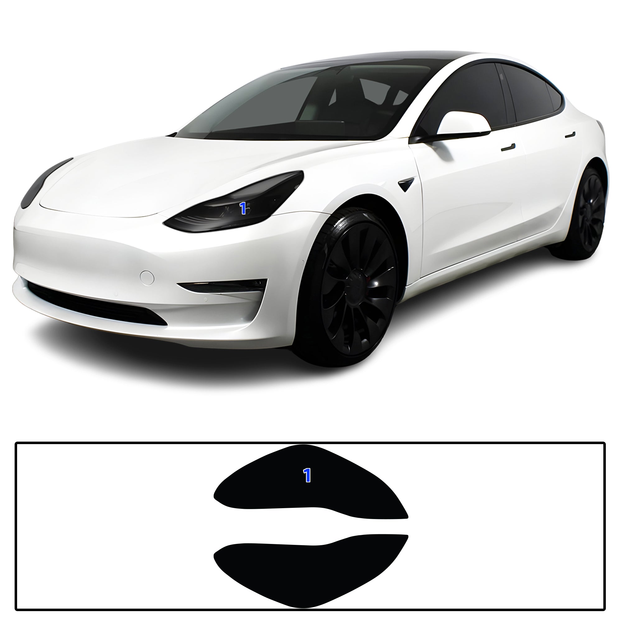 Tesla Model 3 2017–2023 Dark Smoke Headlight & Taillight Tint Kit – Precut Vinyl Lens Overlays