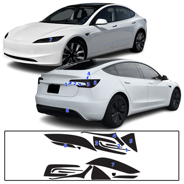 Full Headlight Taillight Precut Smoked PPF Tint Kit Film Overlay Fits Tesla Model 3 2024-2025