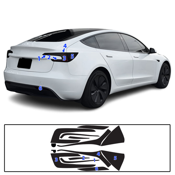 Full Headlight Taillight Precut Smoked PPF Tint Kit Film Overlay Fits Tesla Model 3 2024-2025