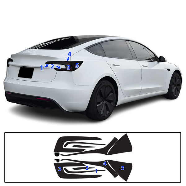 Full Headlight Taillight Precut Smoked PPF Tint Kit Film Overlay Fits Tesla Model 3 2024-2025