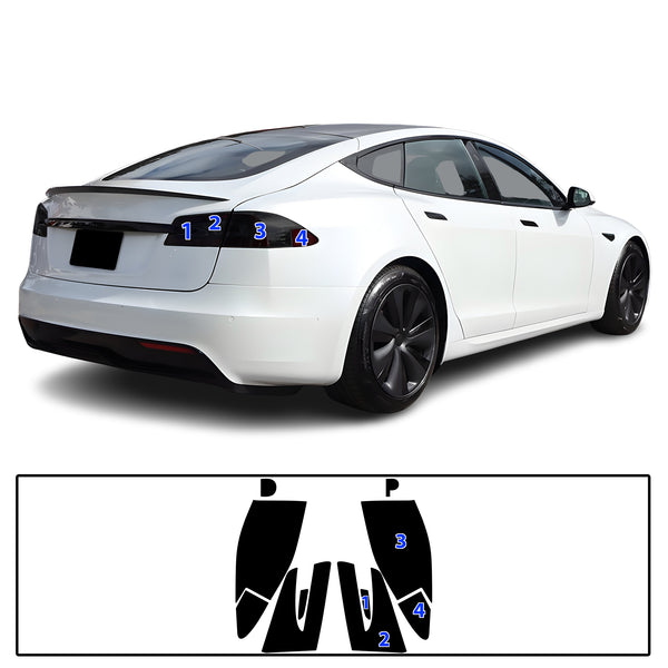 Full Headlight Taillight Precut Smoked PPF Tint Kit Film Overlay Fits Tesla Model S 2017-2025