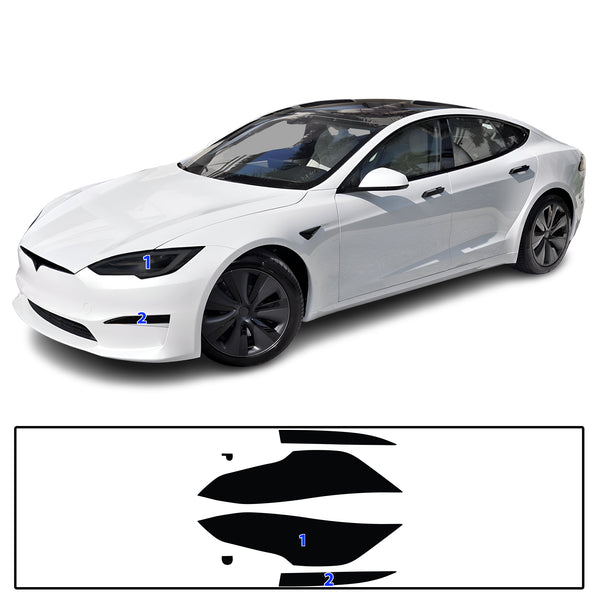 Full Headlight Taillight Precut Smoked PPF Tint Kit Film Overlay Fits Tesla Model S 2017-2025