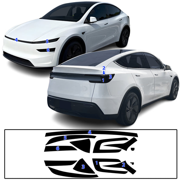 Fits Tesla Model Y 2026 Full Headlight Taillight Precut Smoked PPF Tint Kit Film Overlay