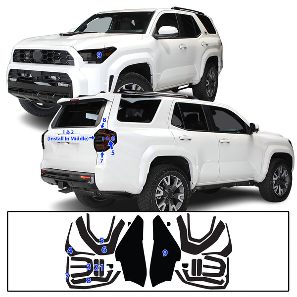 Fits Toyota 4Runner 2025-2026 Full Headlight Taillight Precut Smoked PPF Tint Kit Film Overlay