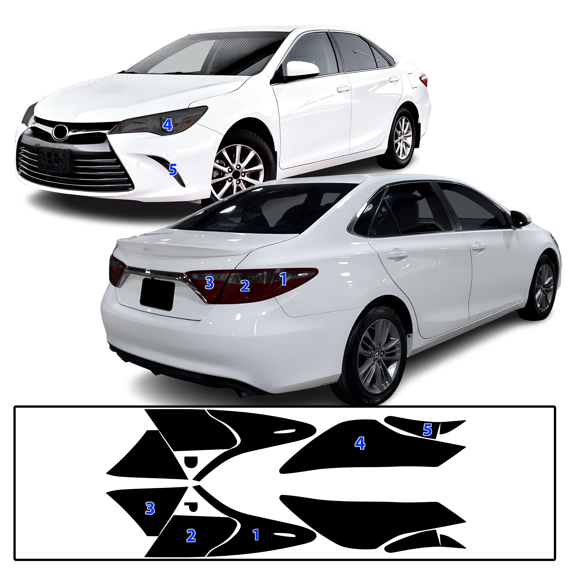 Full Headlight Taillight Precut Smoked PPF Tint Kit Film Overlay Fits Toyota Camry 2015-2017