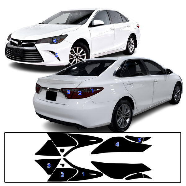 Full Headlight Taillight Precut Smoked PPF Tint Kit Film Overlay Fits Toyota Camry 2015-2017