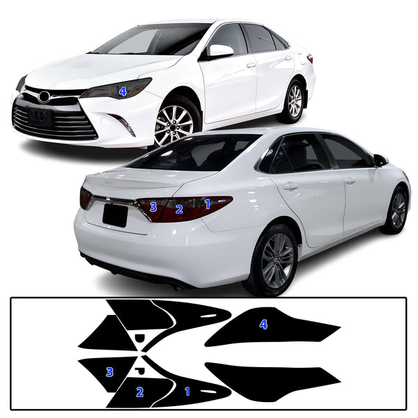 Full Headlight Taillight Precut Smoked PPF Tint Kit Film Overlay Fits Toyota Camry 2015-2017