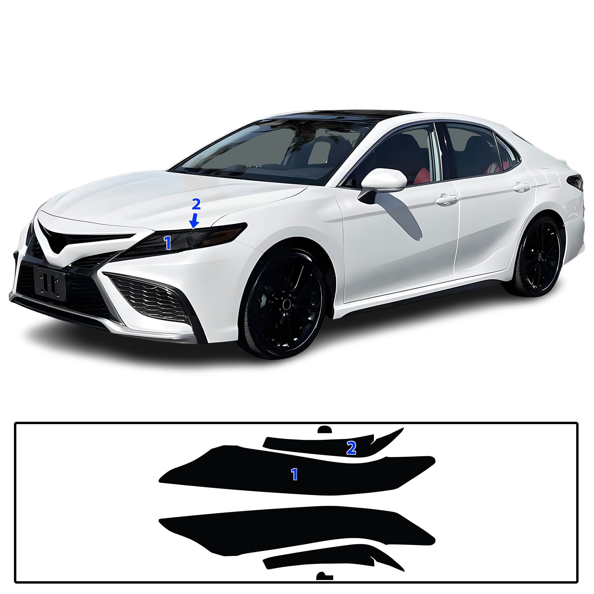 Toyota Camry 2018–2024 Dark Smoke Headlight & Taillight Tint Kit – Precut Vinyl Lens Overlays