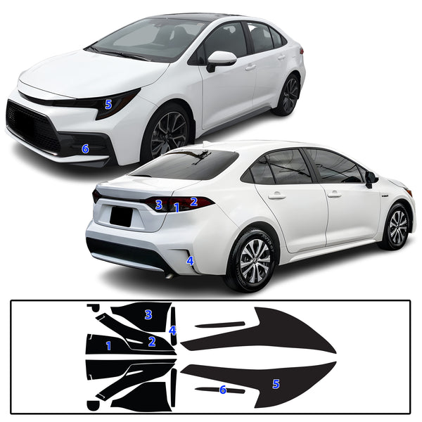 Full Headlight Taillight Precut Smoked PPF Tint Kit Film Overlay Fits Toyota Corolla 2020-2025