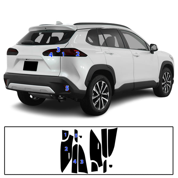 Full Headlight Taillight Precut Smoked PPF Tint Kit Film Overlay Fits Toyota Corolla Cross 2022-2025