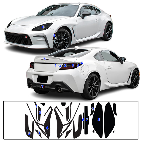 Full Headlight Taillight Precut Smoked PPF Tint Kit Film Overlay Fits Toyota GR86 86 2022-2025