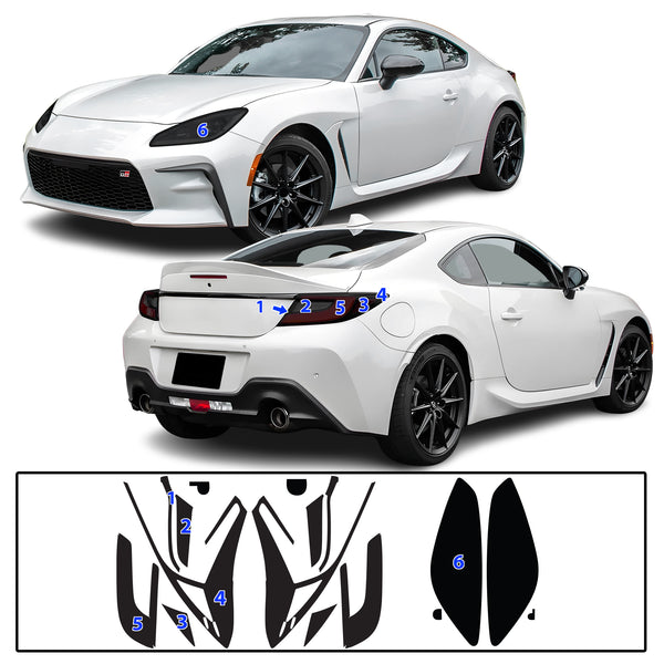 Full Headlight Taillight Precut Smoked PPF Tint Kit Film Overlay Fits Toyota GR86 86 2022-2025